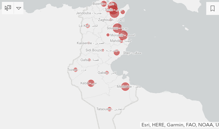 تونس: توزيع حالات 312 مصاب بالكورونا فيروس حسب الولايات - أنباء تونس