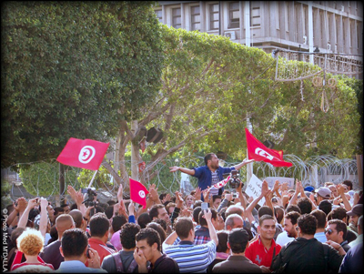 Manifestation le 22 octobre 2012 devant le ministère de l'Intérieur pourdénoncer la violence politique.Ph. Mohamed M'Dallah