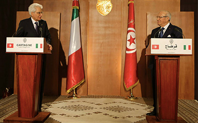 Conférence de presse conjointe Caid Essebsi - Mattarella