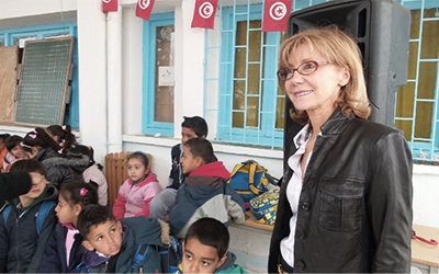 Brigitte Audy à l'école Chorfech, Sidi Thabet.