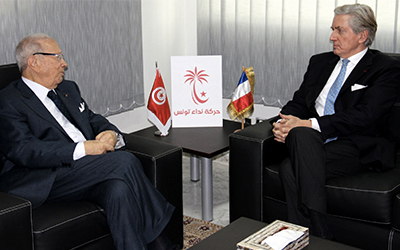 Francois Gouyette reçu par Beji Caid Essebsi le 5 fevrier 2013 au siège de Nidaa Tounes