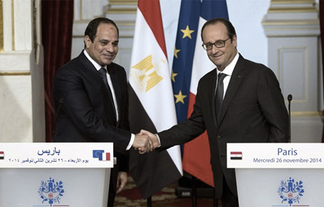 Hollande recoit Al Sissi Elysee Banniere