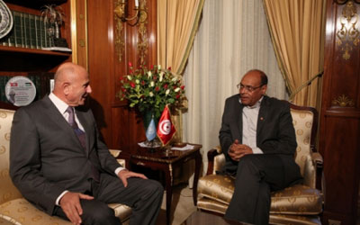 Néjib Chebbi reçu par Moncef Marzouki reçoit, le 19 février 2013.