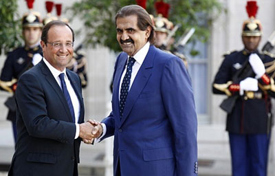 Francois Hollande et l'émir du Qatar à l'Elysée.
