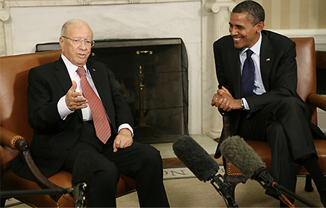Caid Essebsi reçu par Barak Obama en octobre 2011.