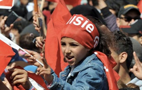 Manifestation d'enfants à Tunis