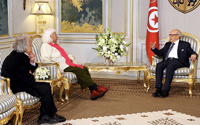 Adonis et Nawal Saadaoui reçus par Caid Essebsi.