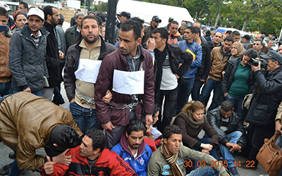Manifestationde l' Uget à l'Avenue Bourguiba à Tunis