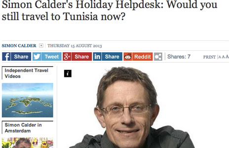 The Independent | Simon Calder : tourisme en Tunisie